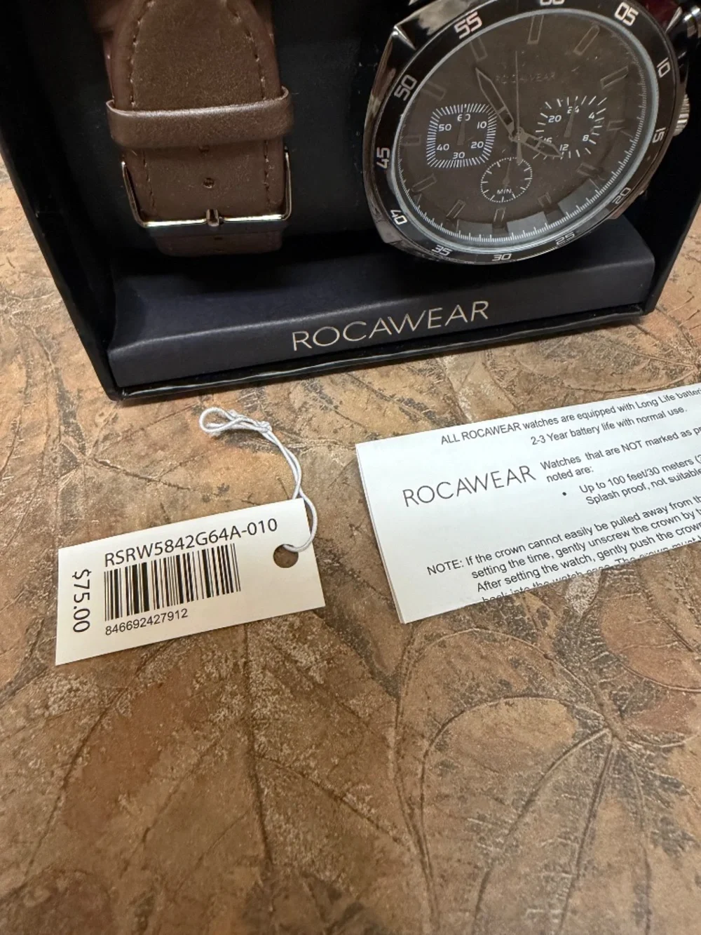 Rocawear Men’s Black Dial Watch Gift Set NWT Faux Leather Extra Strap